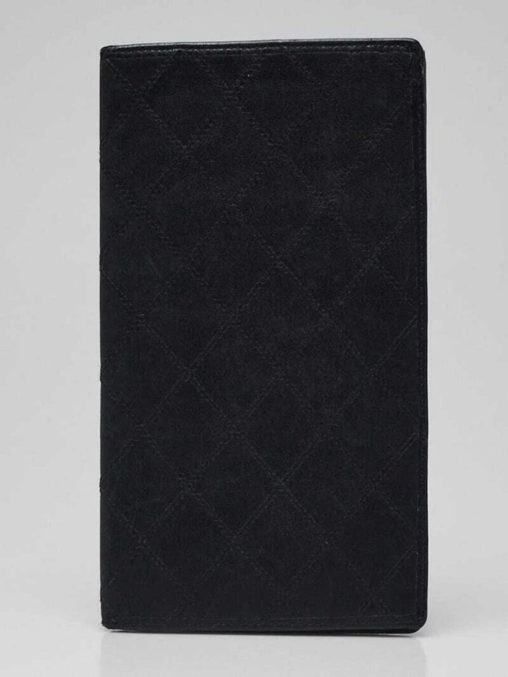 Chanel Black Quilted Leather Bi-Fold Check Book Holder Wallet